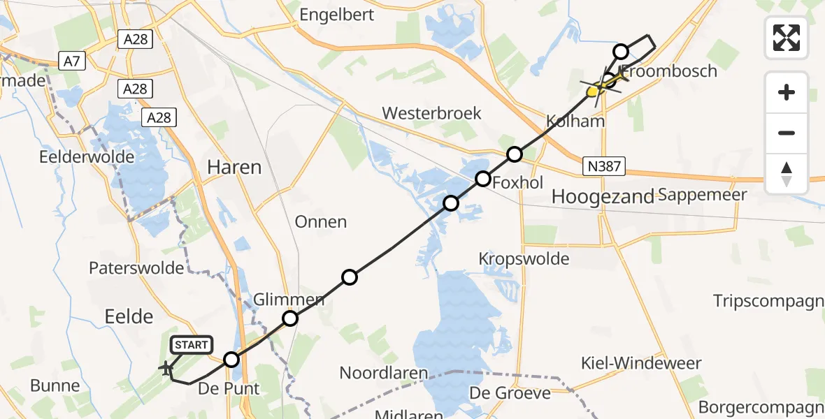 Routekaart van de vlucht: Lifeliner 4 naar Kolham