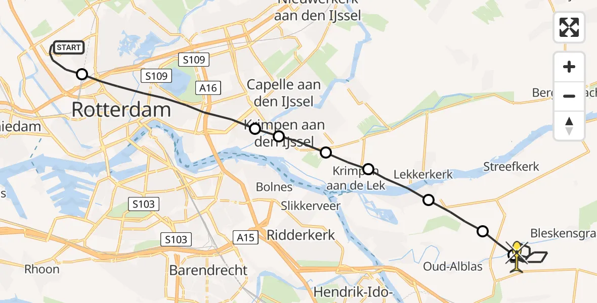 Routekaart van de vlucht: Lifeliner 2 naar Bleskensgraaf ca