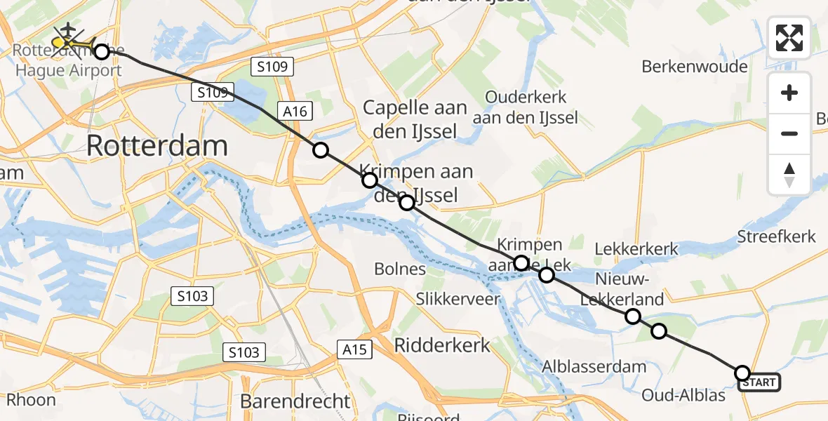 Routekaart van de vlucht: Lifeliner 2 naar Rotterdam The Hague Airport