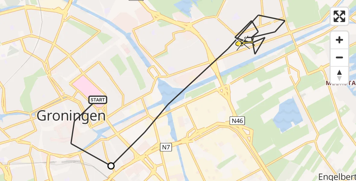 Routekaart van de vlucht: Lifeliner 4 naar Groningen