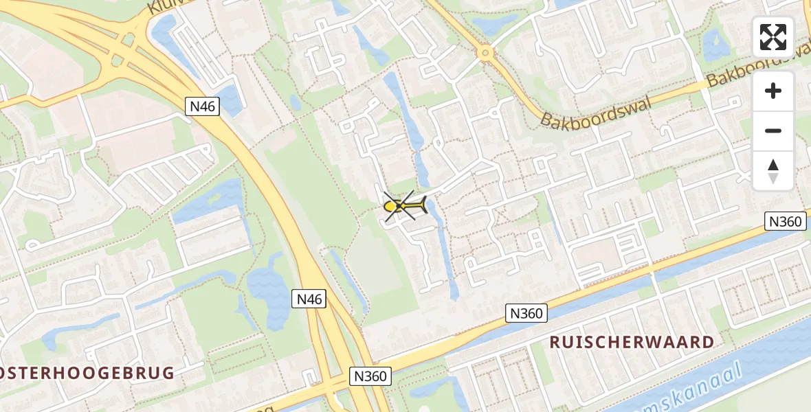 Routekaart van de vlucht: Traumahelikopter naar Groningen