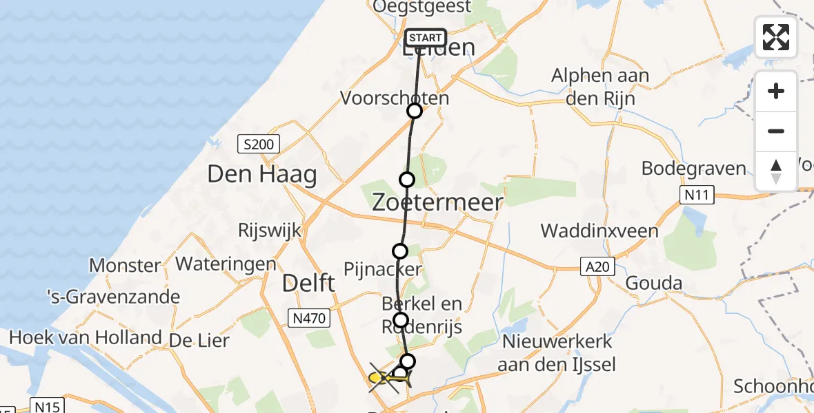 Routekaart van de vlucht: Lifeliner 2 naar Rotterdam The Hague Airport