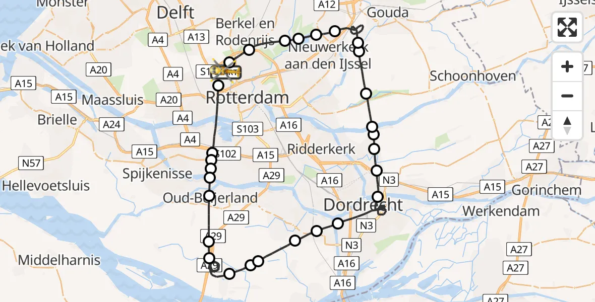Vluchtroute Traumahelikopter Rotterdam The Hague Airport - Rotterdam The Hague Airport, 09 oktober 2023, 17:40