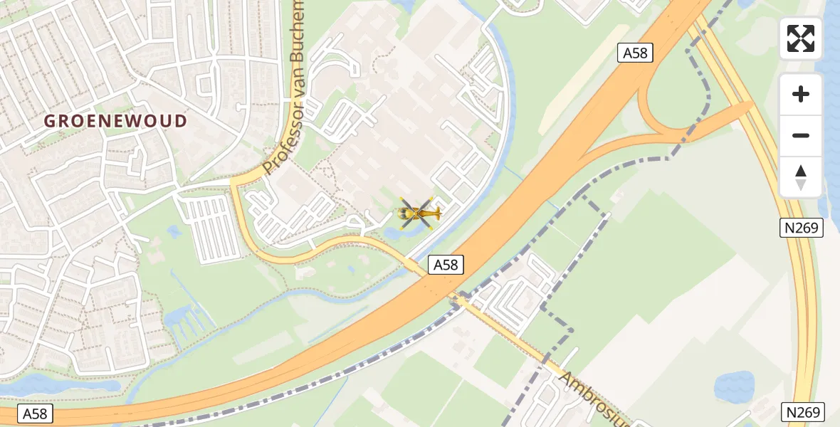 Vluchtroute Traumahelikopter Tilburg - Tilburg, 10 oktober 2023, 08:58