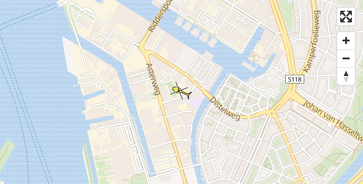 Routekaart van de vlucht: Lifeliner 1 naar Amsterdam