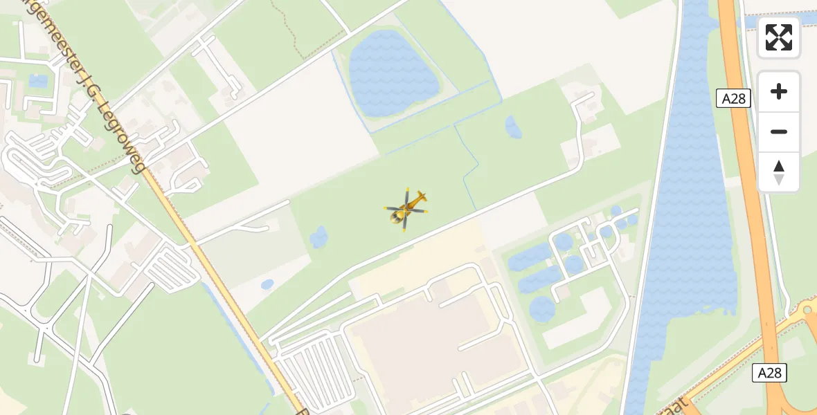 Vluchtroute Traumahelikopter Eelde - Eelde, 10 oktober 2023, 11:52