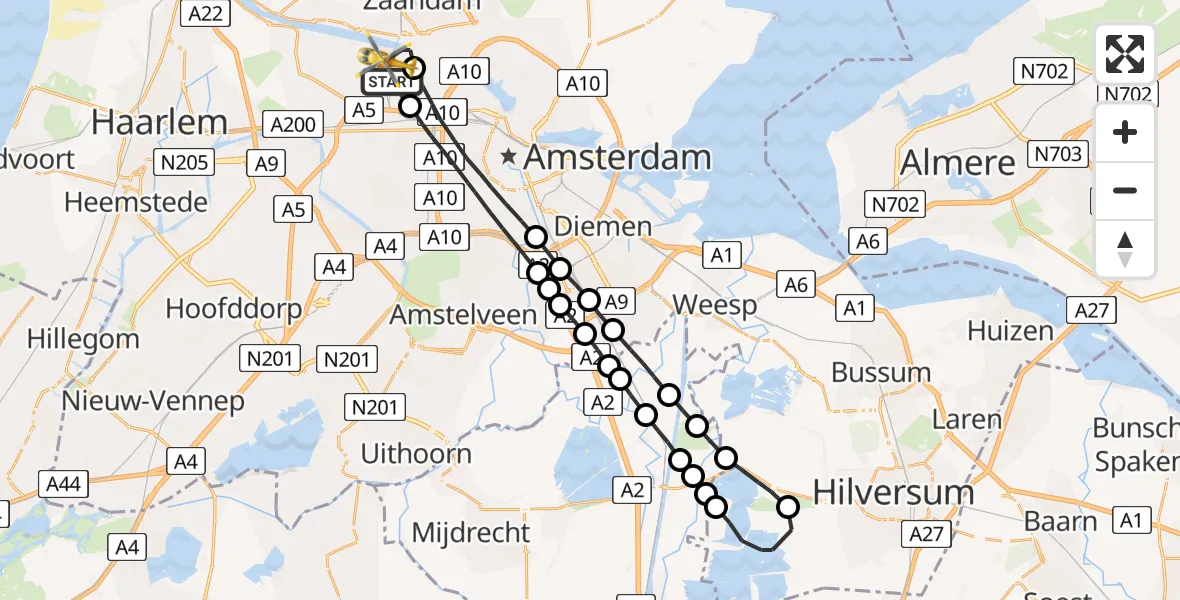 Vluchtroute Traumahelikopter Amsterdam Heliport - Amsterdam Heliport, 10 oktober 2023, 12:32