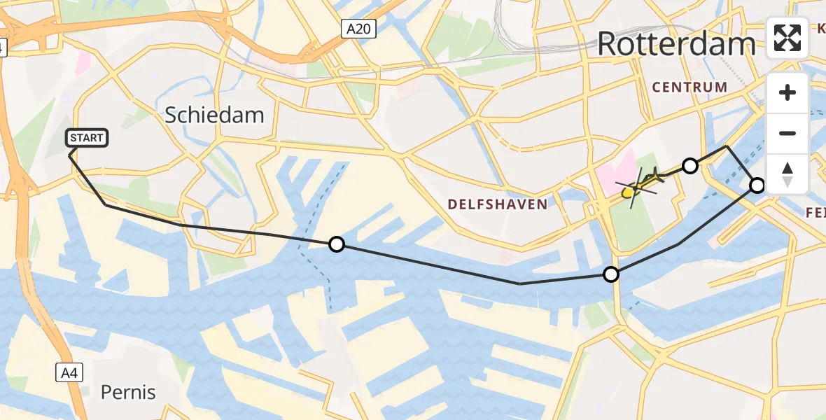 Routekaart van de vlucht: Lifeliner 2 naar Erasmus MC