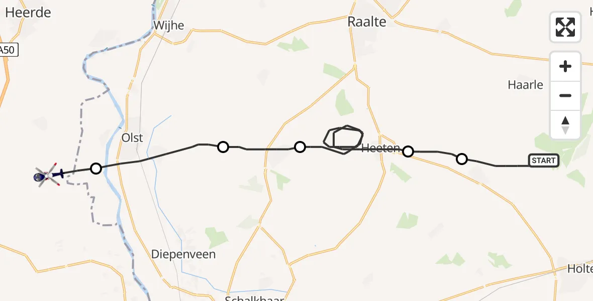 Vluchtroute Politiehelikopter Haarle - Nijbroek, 10 oktober 2023, 18:28