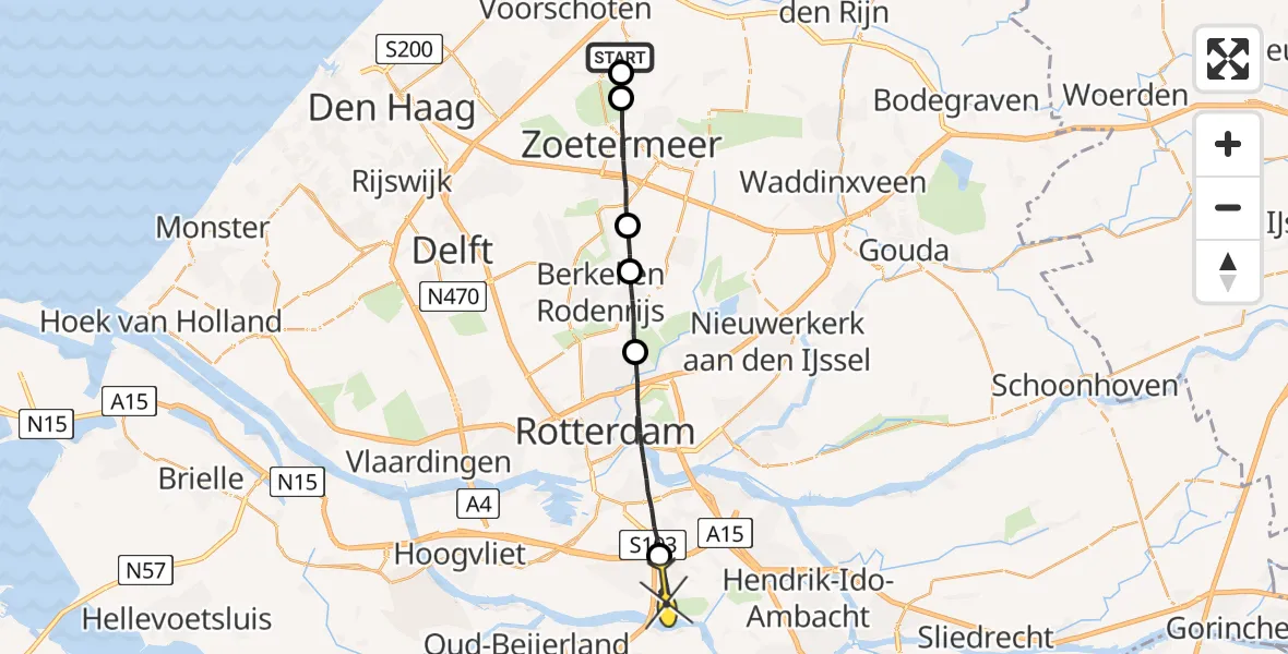 Routekaart van de vlucht: Lifeliner 2 naar Barendrecht