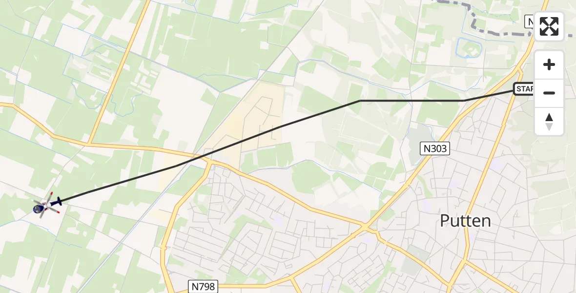 Vluchtroute Politiehelikopter Putten - Putten, 10 oktober 2023, 19:13