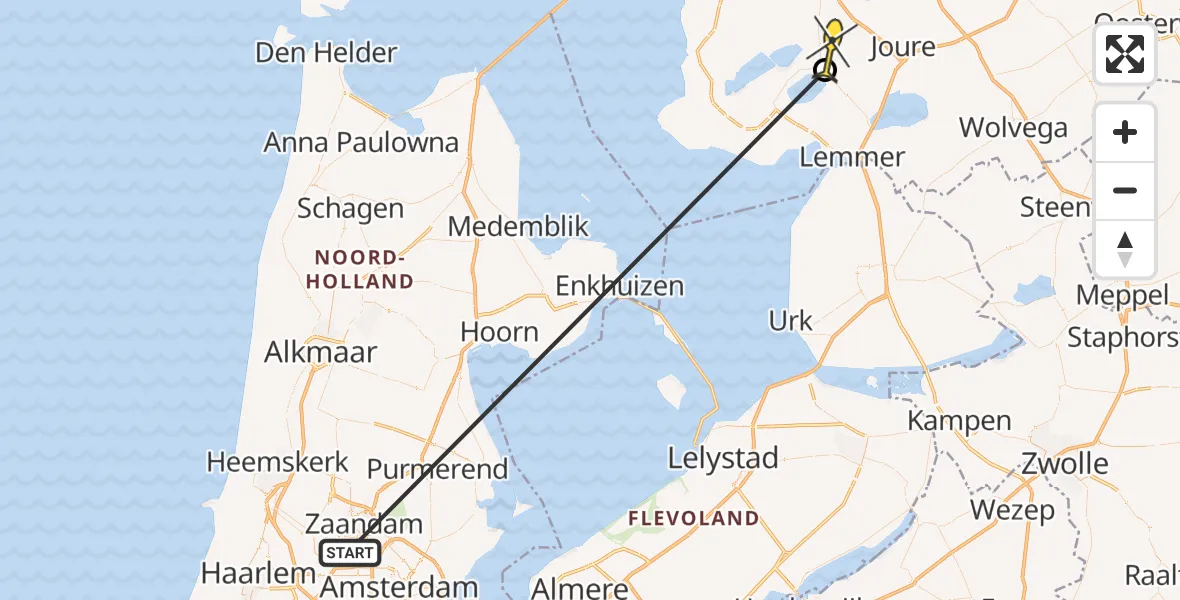 Routekaart van de vlucht: Traumahelikopter naar Koufurderrige