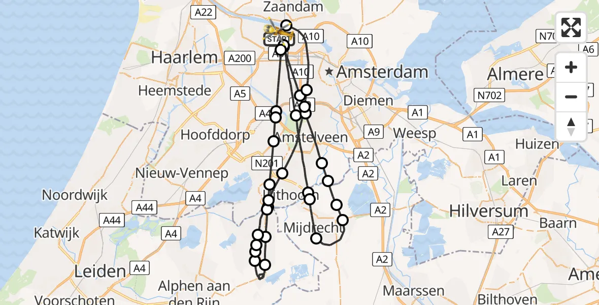 Vluchtroute Traumahelikopter Amsterdam Heliport - Amsterdam Heliport, 10 oktober 2023, 19:40