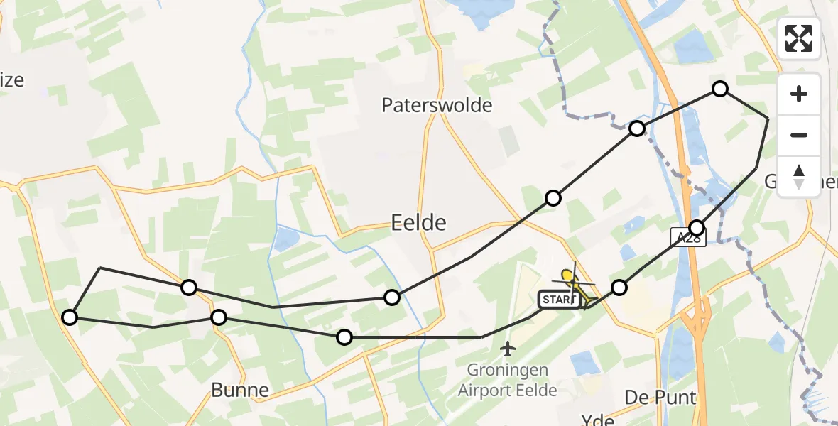 Routekaart van de vlucht: Lifeliner 4 naar Groningen Airport Eelde