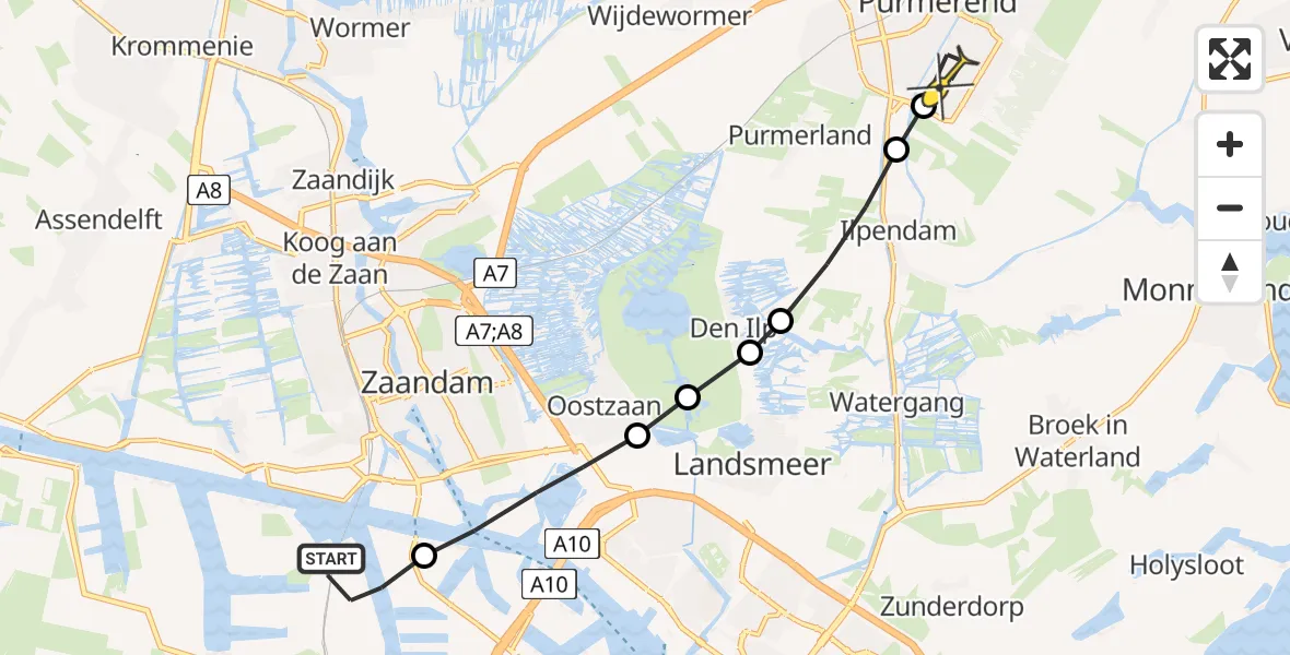 Routekaart van de vlucht: Lifeliner 1 naar Purmerend