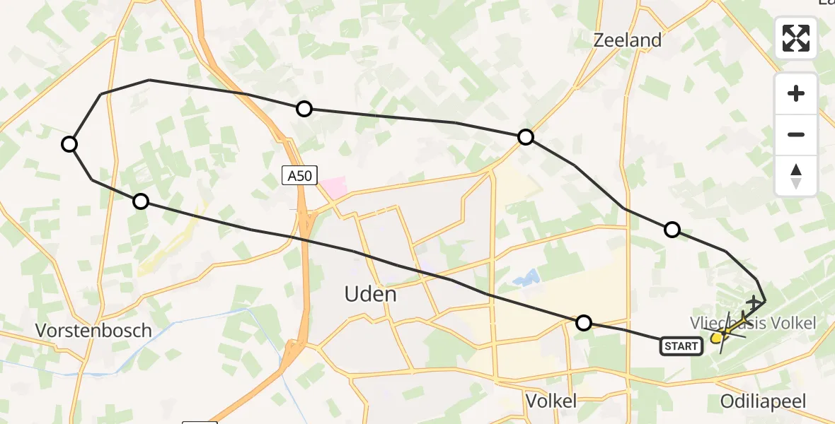 Routekaart van de vlucht: Lifeliner 3 naar Vliegbasis Volkel