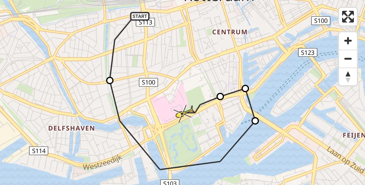 Routekaart van de vlucht: Lifeliner 2 naar Erasmus MC