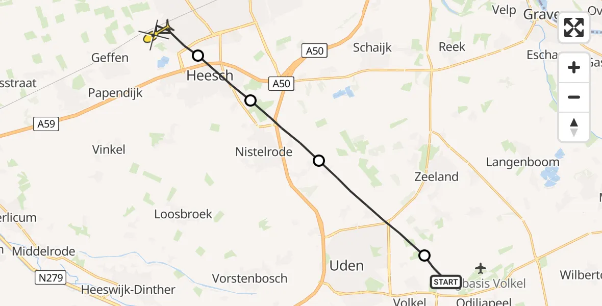 Routekaart van de vlucht: Lifeliner 3 naar Oss