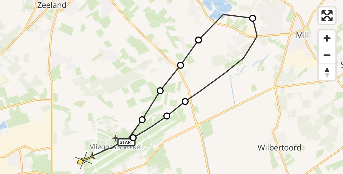 Routekaart van de vlucht: Lifeliner 3 naar Vliegbasis Volkel