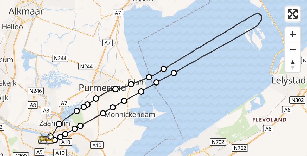 Vluchtroute Traumahelikopter Amsterdam Heliport - Amsterdam Heliport, 11 oktober 2023, 18:19