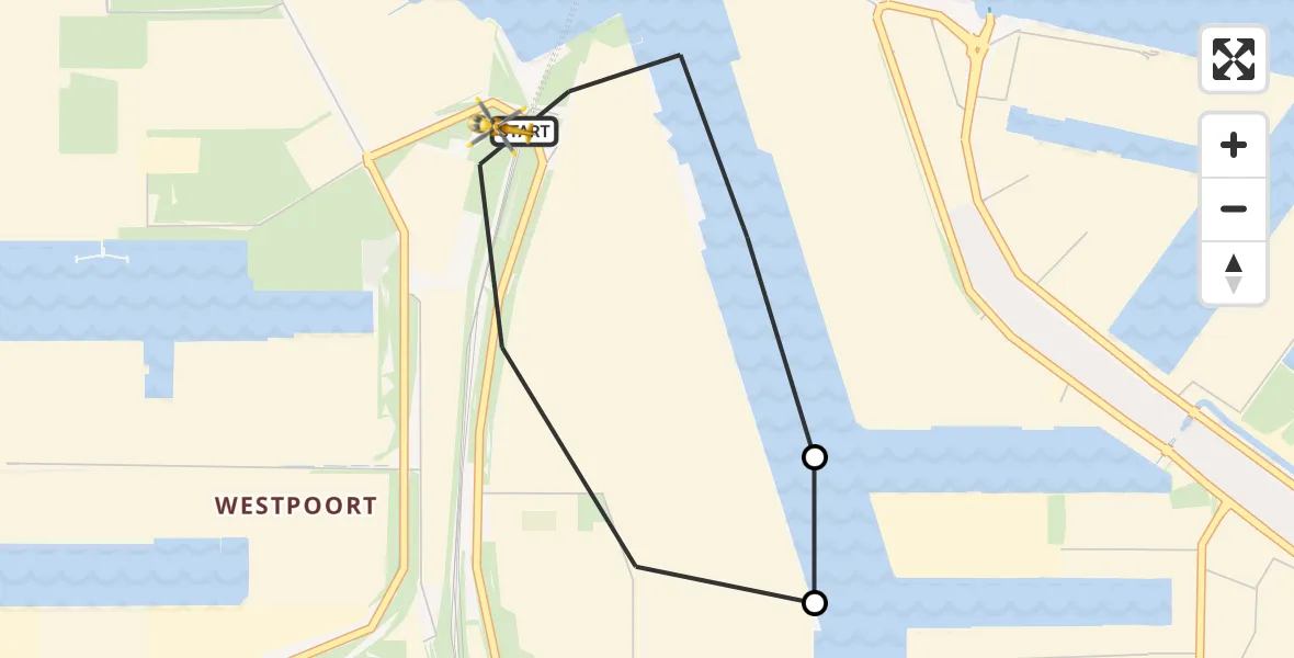 Vluchtroute Traumahelikopter Amsterdam Heliport - Amsterdam Heliport, 11 oktober 2023, 22:01