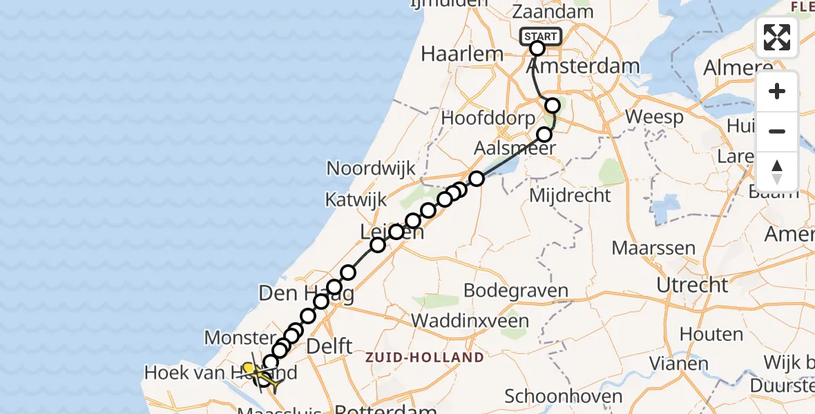 Routekaart van de vlucht: Lifeliner 1 naar Naaldwijk