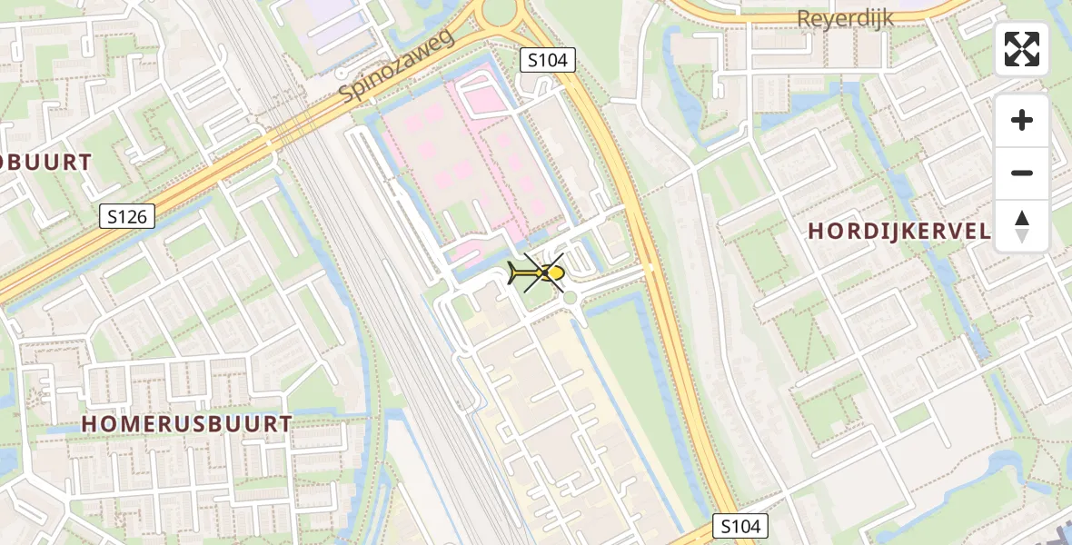 Vluchtroute Traumahelikopter van Rotterdam naar Rotterdam