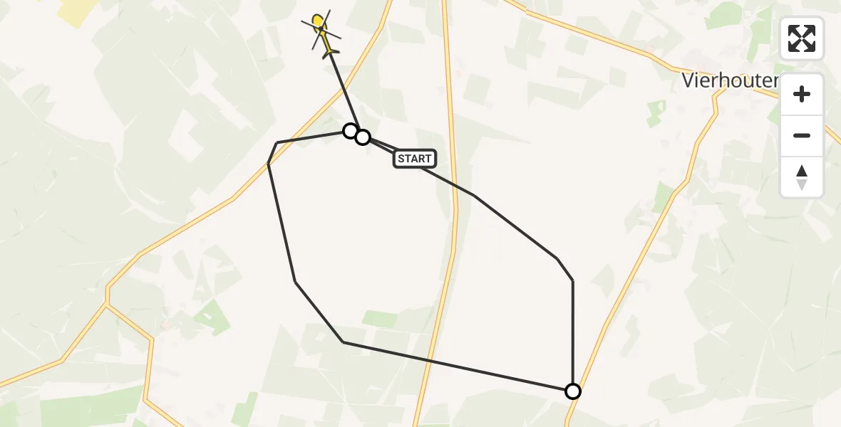 Routekaart van de vlucht: Politiehelikopter naar Elspeet