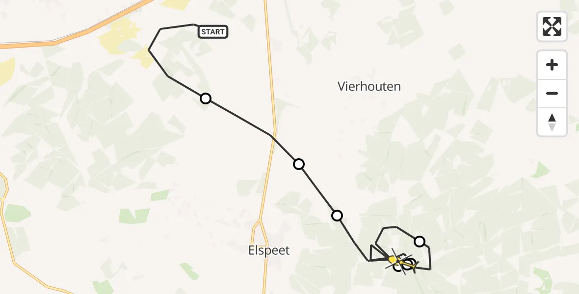 Routekaart van de vlucht: Politiehelikopter naar Elspeet