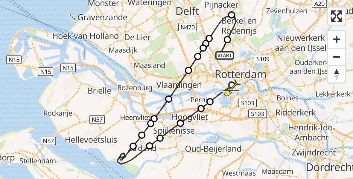 Routekaart van de vlucht: Lifeliner 2 naar Erasmus MC