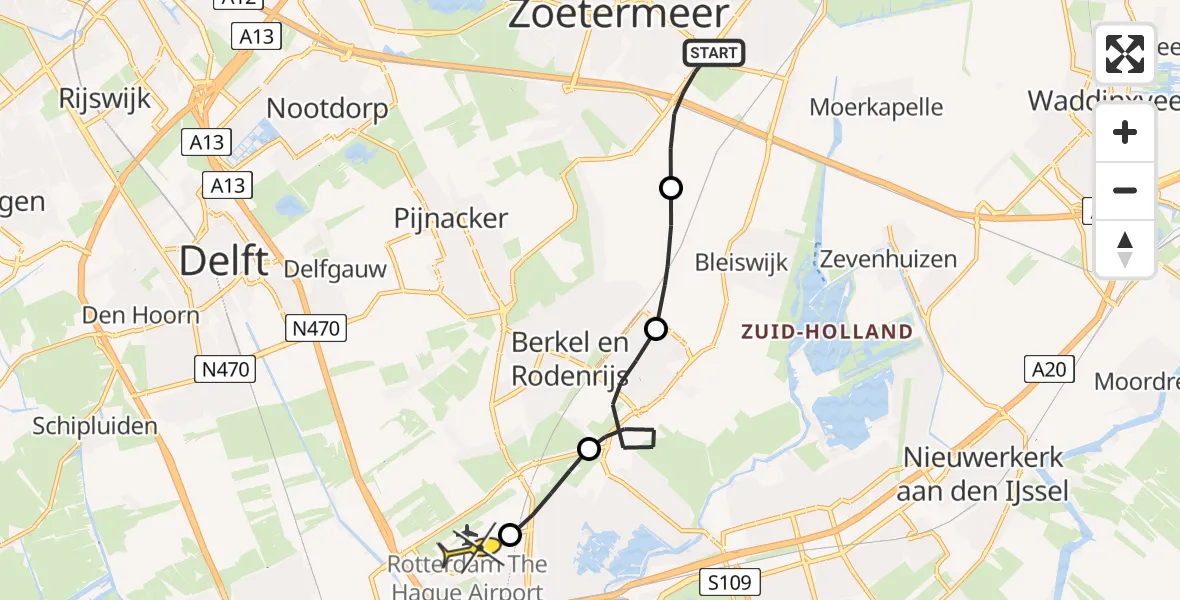 Routekaart van de vlucht: Lifeliner 2 naar Rotterdam The Hague Airport