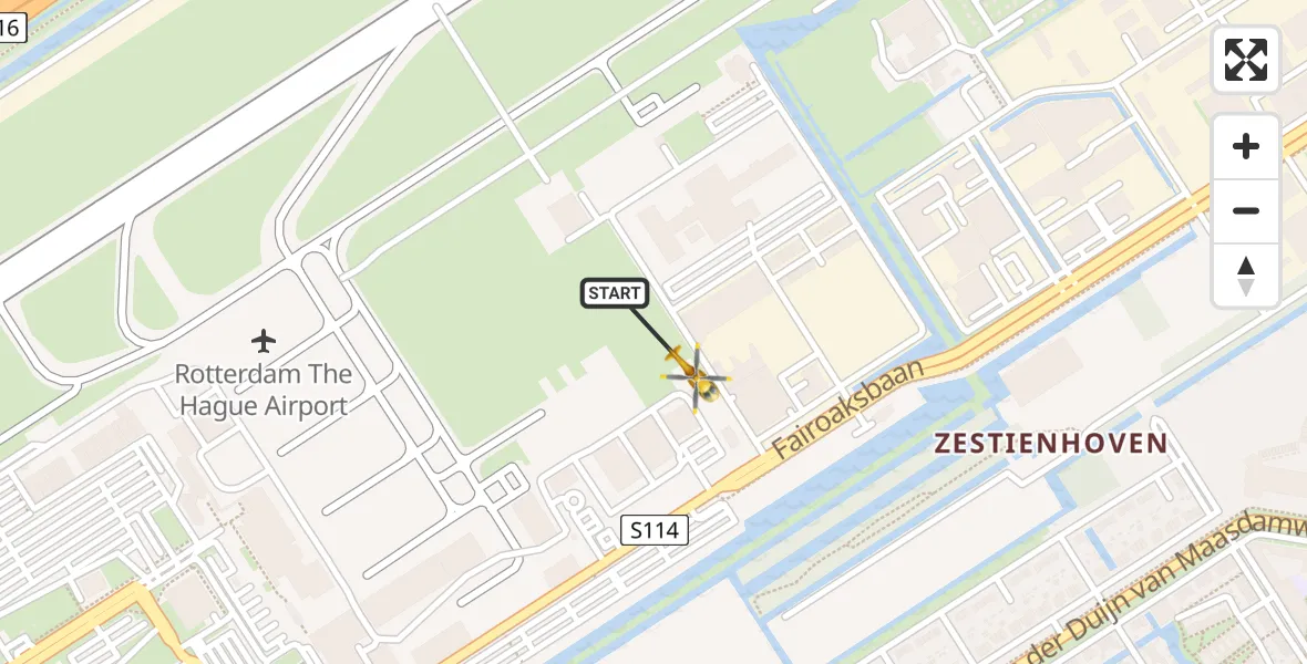 Vluchtroute Traumahelikopter Rotterdam The Hague Airport - Rotterdam The Hague Airport, 14 oktober 2023, 18:33