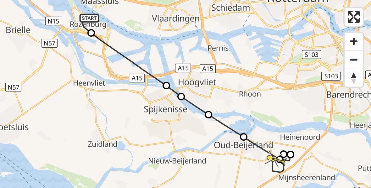 Routekaart van de vlucht: Lifeliner 2 naar Mijnsheerenland