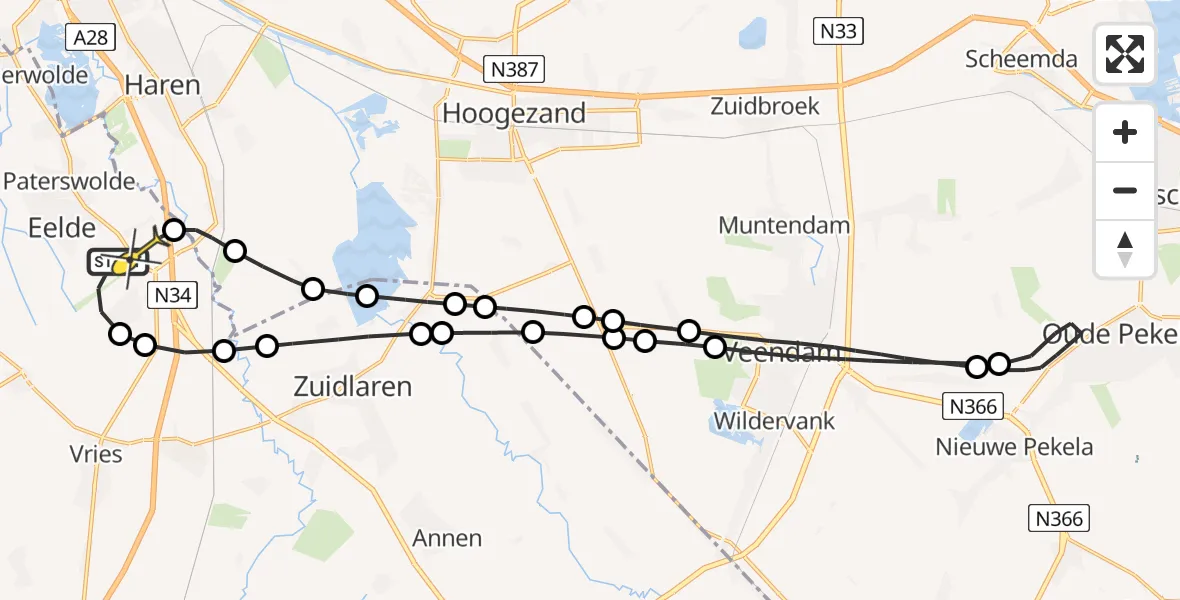 Routekaart van de vlucht: Lifeliner 4 naar Groningen Airport Eelde