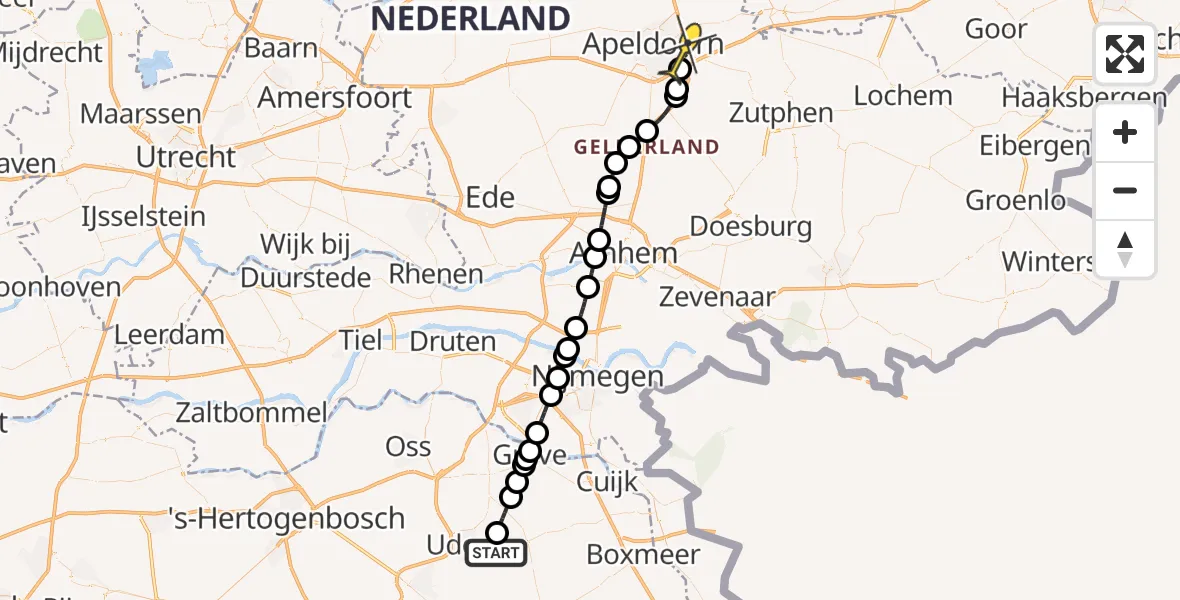 Routekaart van de vlucht: Lifeliner 3 naar Apeldoorn