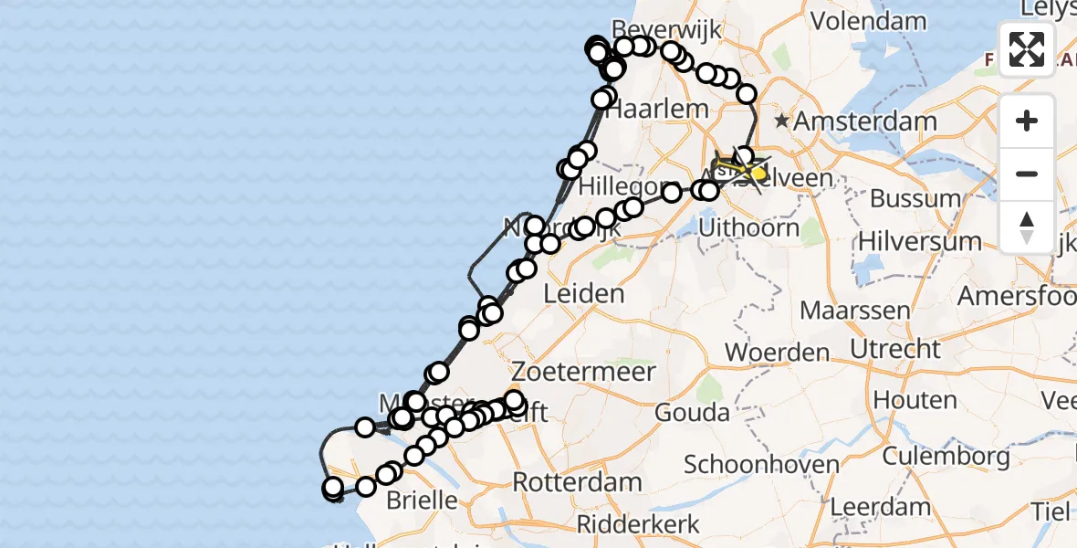 Vluchtroute Politiehelikopter van Schiphol naar Schiphol