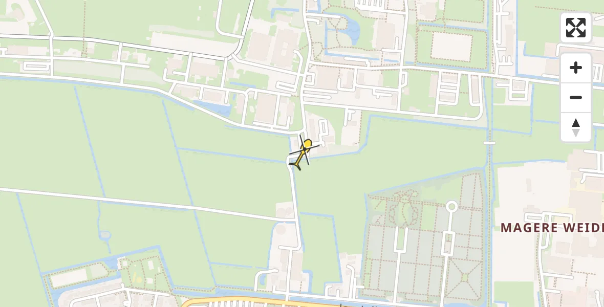 Vluchtroute Ambulancehelikopter van Vliegbasis Leeuwarden naar Vliegbasis Leeuwarden