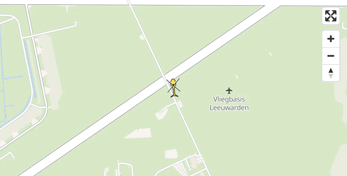Routekaart van de vlucht: Ambulancehelikopter naar Vliegbasis Leeuwarden