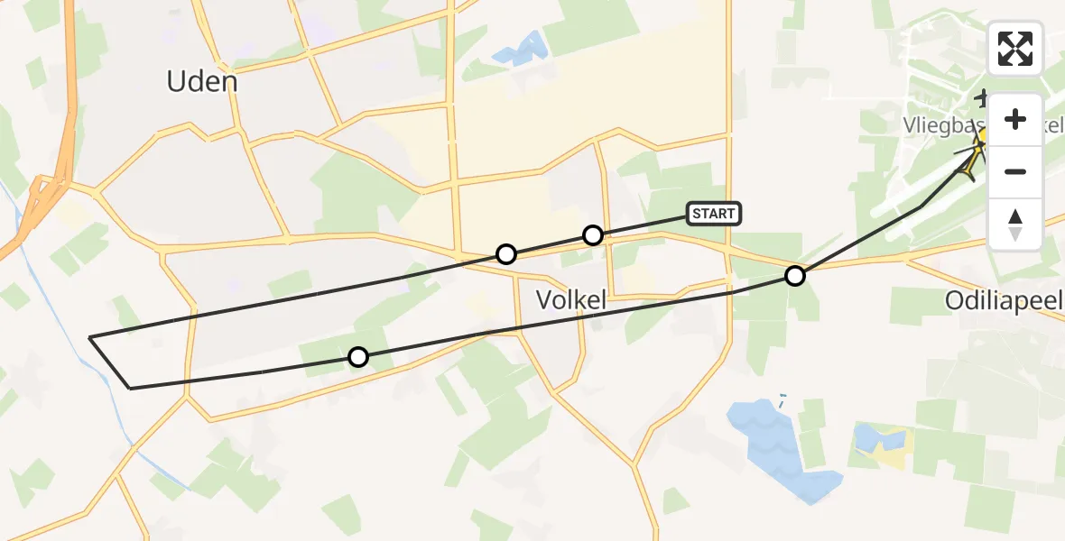 Routekaart van de vlucht: Lifeliner 3 naar Vliegbasis Volkel