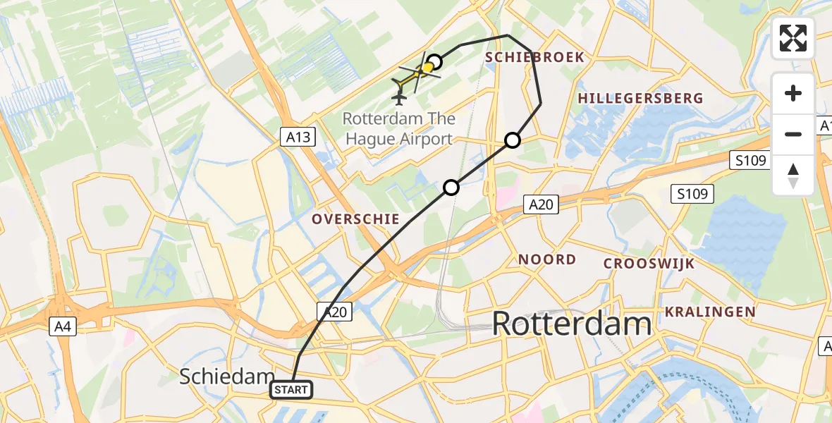 Routekaart van de vlucht: Lifeliner 2 naar Rotterdam The Hague Airport