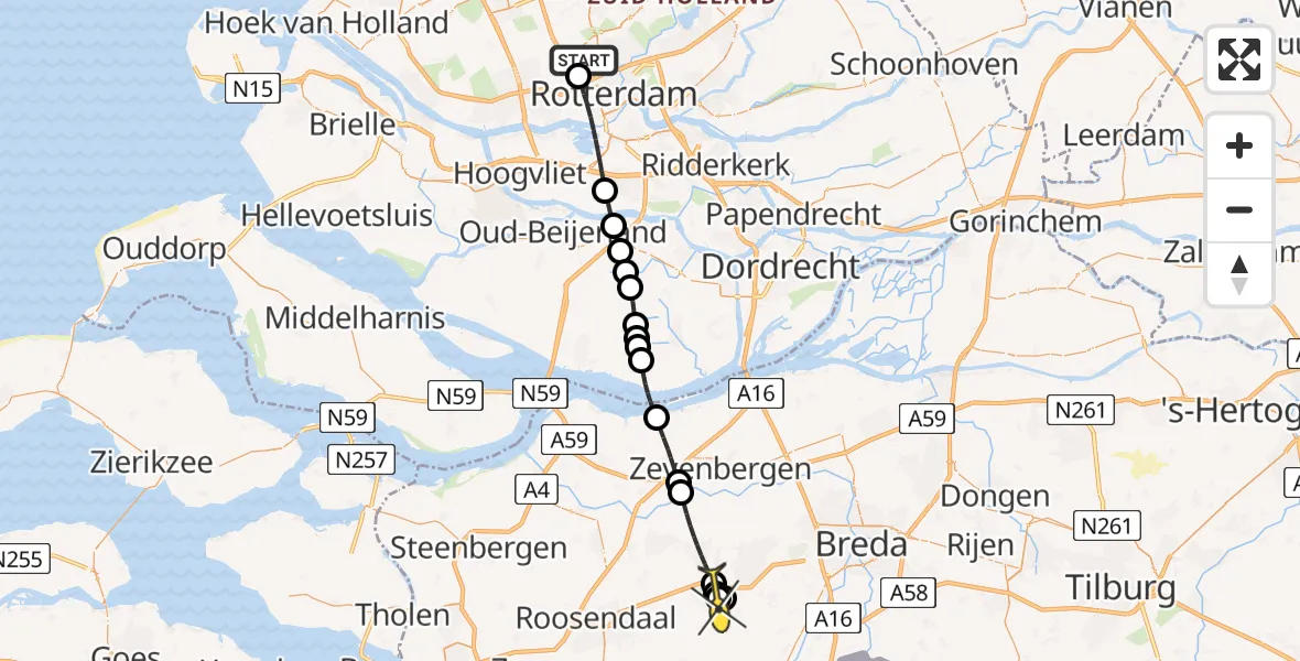 Routekaart van de vlucht: Lifeliner 2 naar St. Willebrord