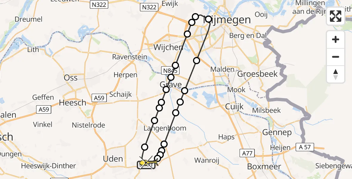 Routekaart van de vlucht: Lifeliner 3 naar Vliegbasis Volkel