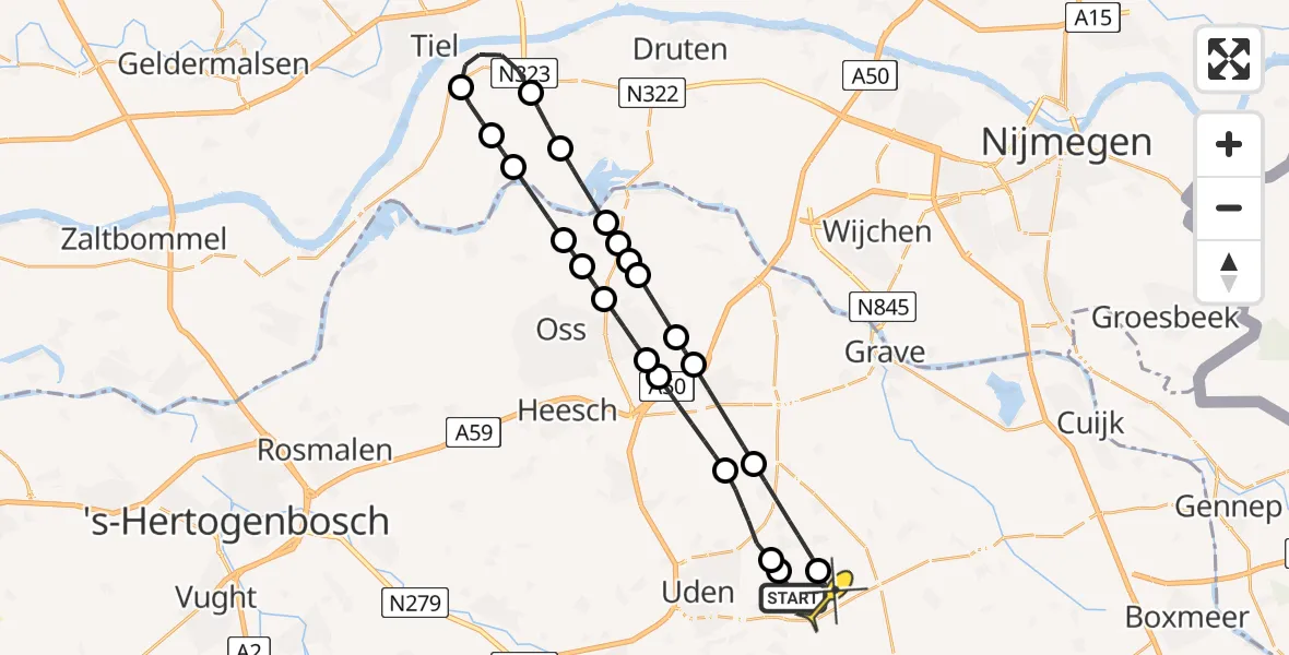 Routekaart van de vlucht: Lifeliner 3 naar Vliegbasis Volkel