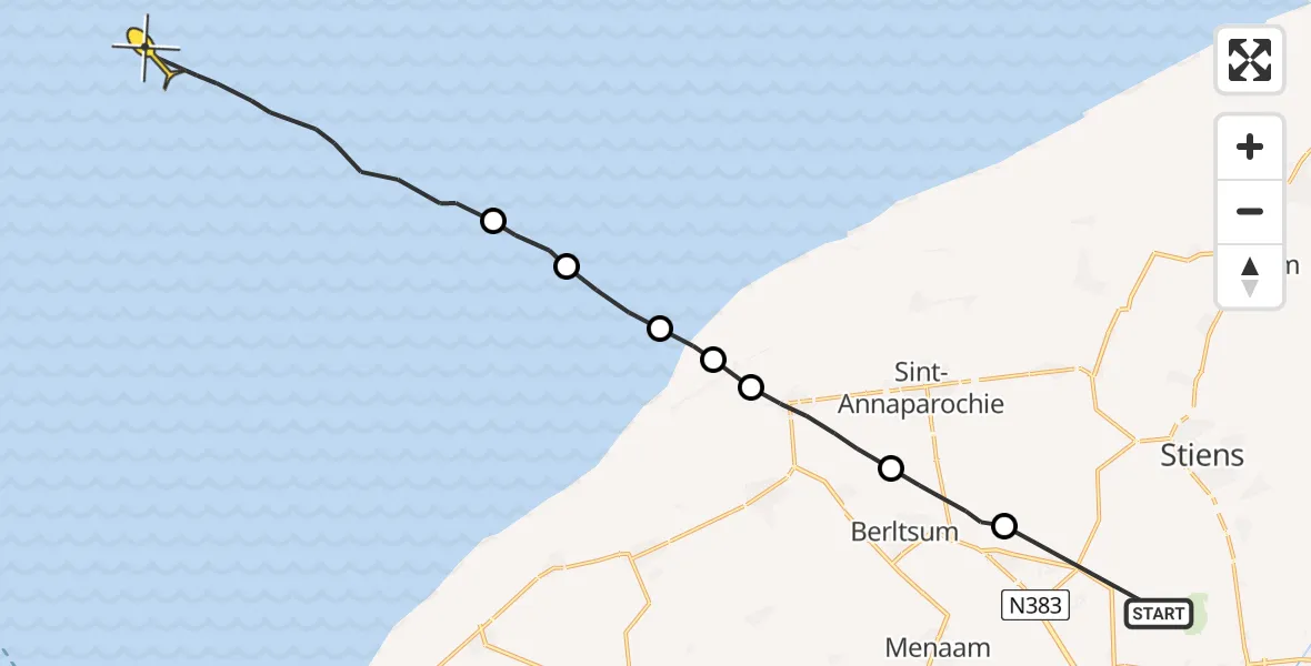 Routekaart van de vlucht: Ambulanceheli naar Formerum