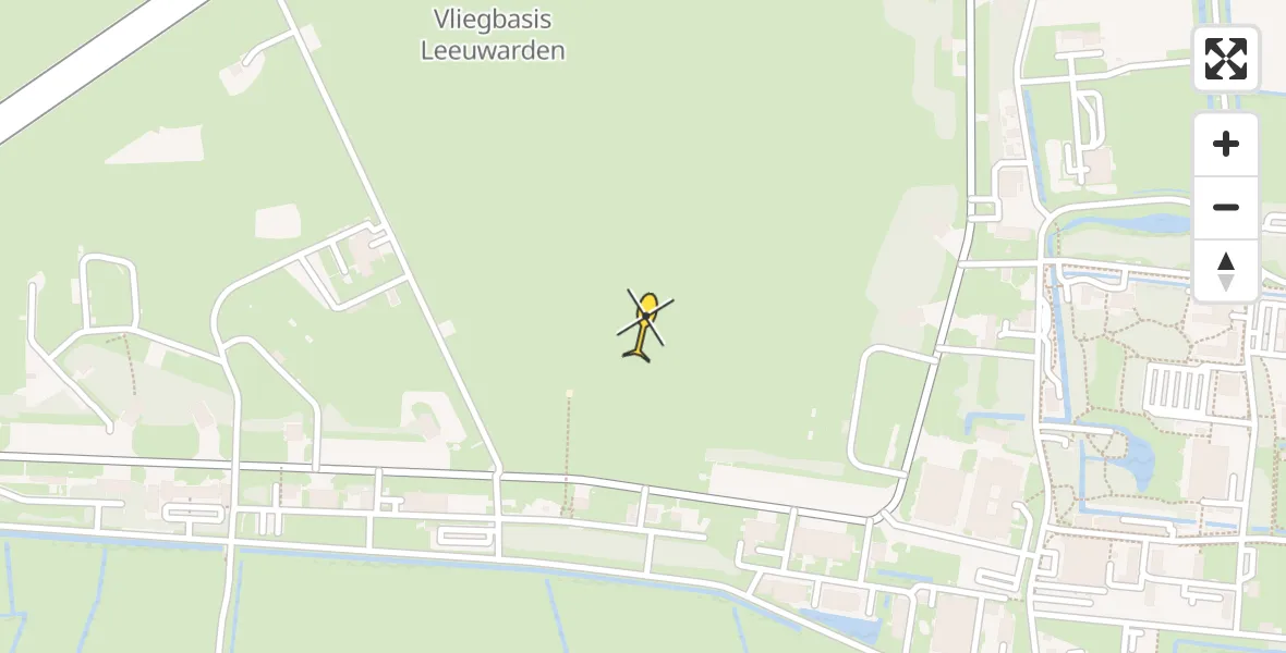 Vluchtroute Ambulancehelikopter van Vliegbasis Leeuwarden naar Vliegbasis Leeuwarden