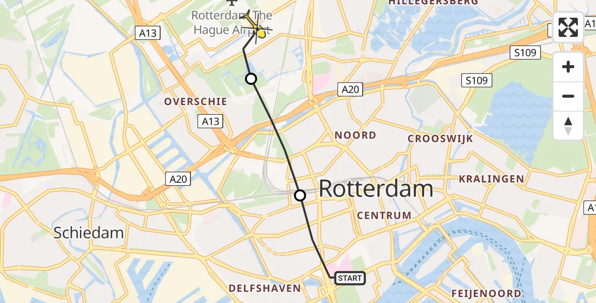 Routekaart van de vlucht: Lifeliner 2 naar Rotterdam The Hague Airport