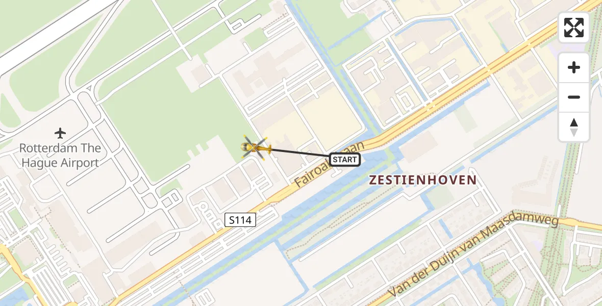 Vluchtroute Traumahelikopter Rotterdam The Hague Airport - Rotterdam The Hague Airport, 16 oktober 2023, 09:21