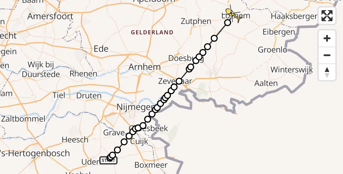 Routekaart van de vlucht: Lifeliner 3 naar Lochem