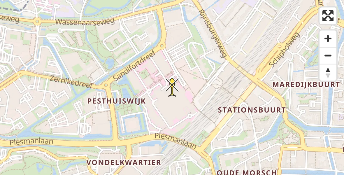 Routekaart van de vlucht: Traumahelikopter naar Leiden