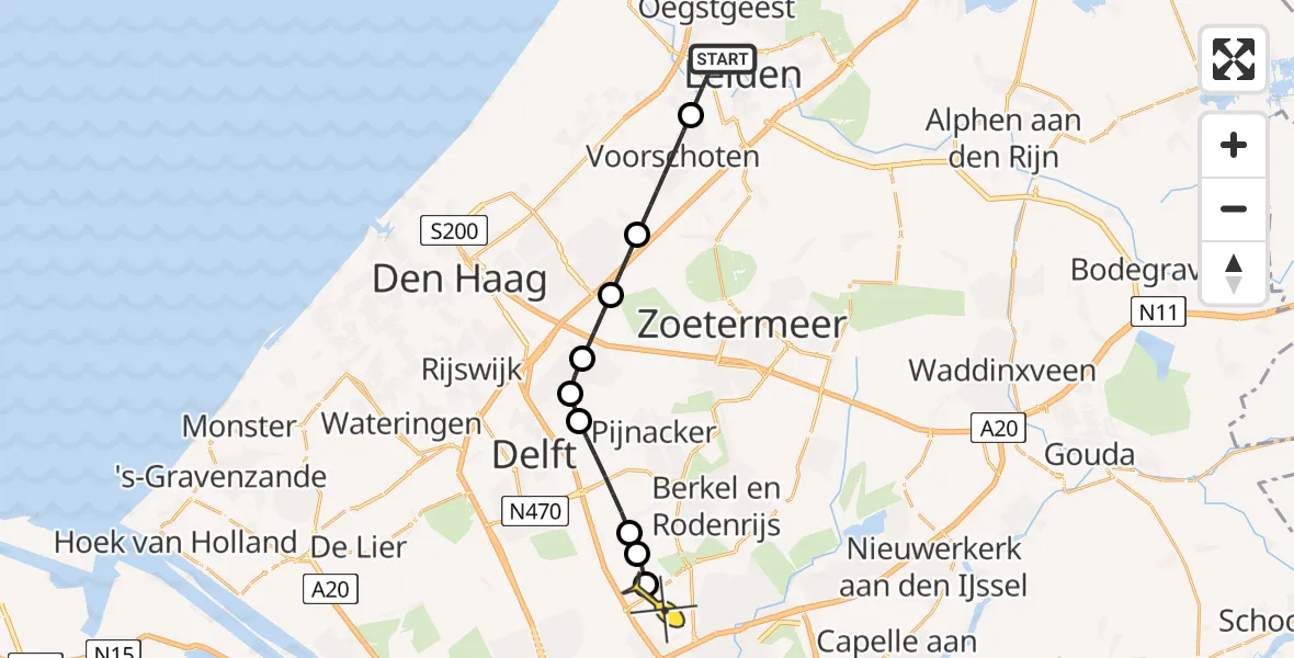 Routekaart van de vlucht: Lifeliner 2 naar Rotterdam The Hague Airport